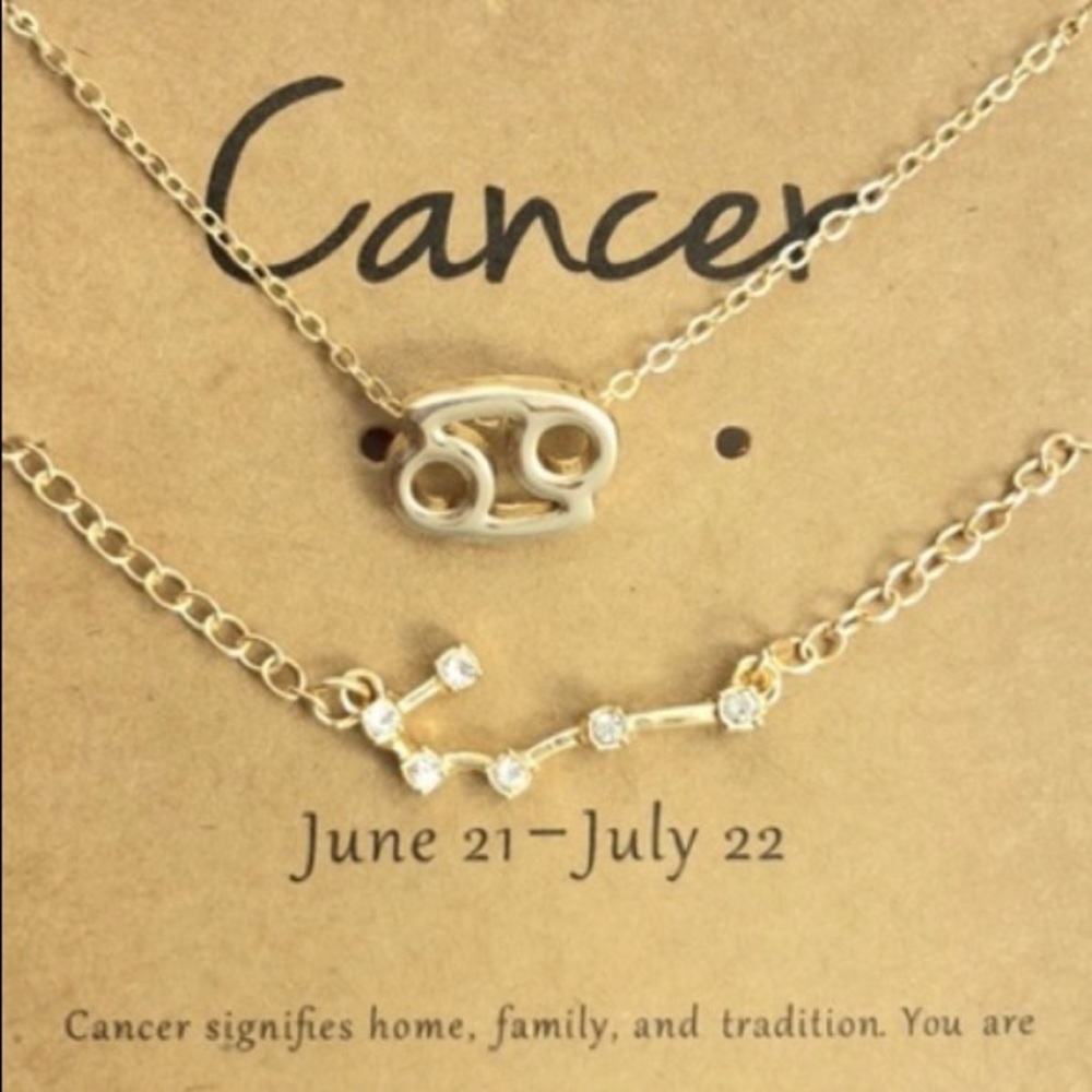 Cancer ♋️ Zodiac Signed Necklace +Bracelet+Card